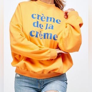 RIVIR Orange Crème de la Crème Oversized Crewneck Sweatshirt One Size EUC